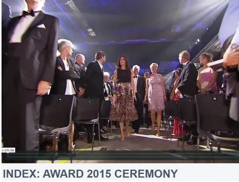 Kronprinsessen ankommer til Index Award 2015 i Helsingør